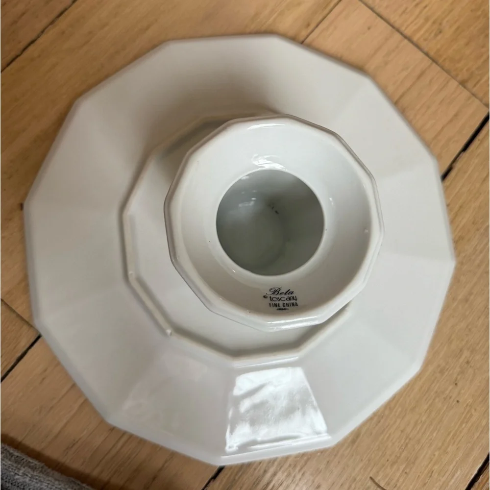 BETA TOSCANY Japanese ceramic cake stand octagonal Serving Plate 80s 90s Pastel